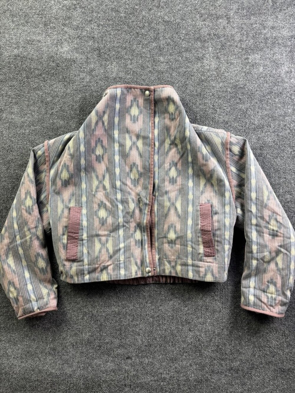 BLANKNYC Jacket Womens Medium Pink Quilted Southwestern Boho Ikat Zip Pockets‎